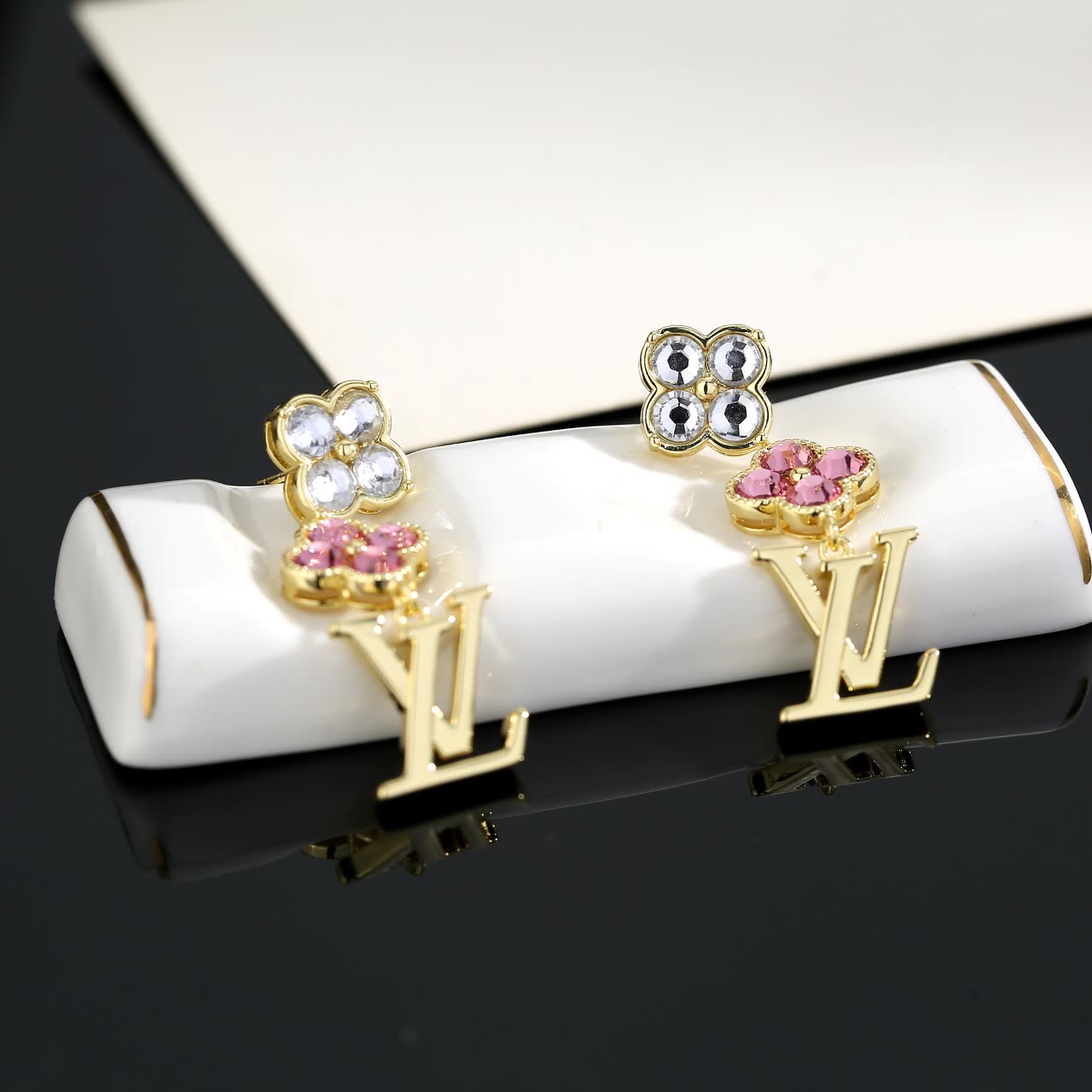 Louis Vuitton Pink Crystal Earrings